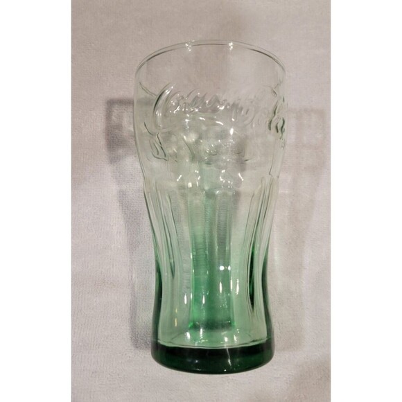 Vintage Classic Green Coca-Cola Glass - Contoured, Genuine Glass, 6" - Picture 3 of 8